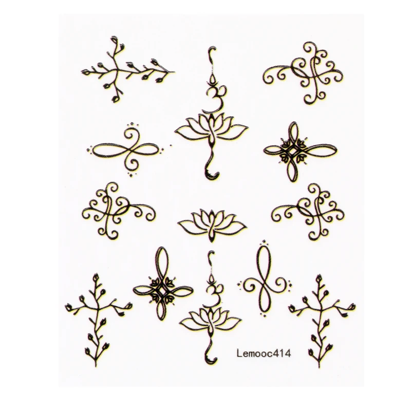 Lemooc 15 листов черный переводятся с помощью воды, Nail Art наклейки перо наклейка "ожерелье" с узором в повседневном дизайнs DIY украшения для ногтей