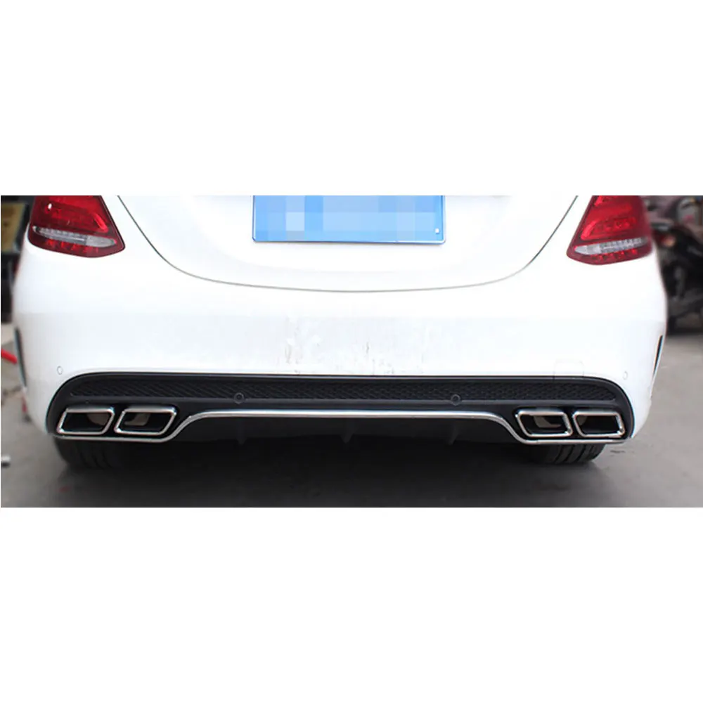 C Class ПП заднего бампера для губ Диффузор с выхлопная система для Benz W205 C200 C220 купе КАБРИОЛЕТ 2 двери спортивные