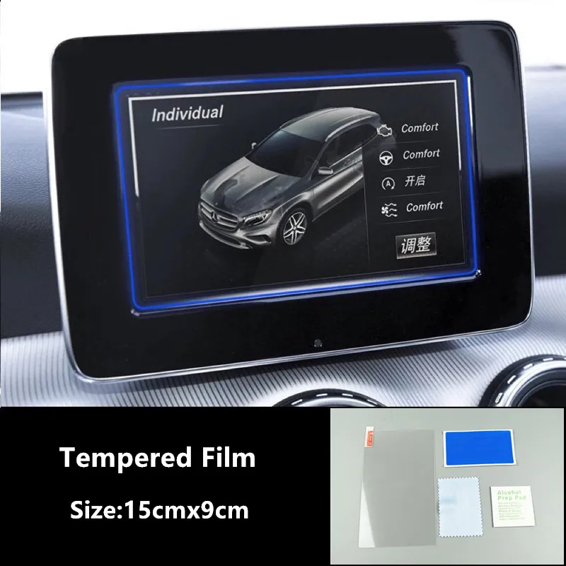 

150x90mm Center Console Navigation Screen Tempered Film Protection Decals For Mercedes Benz CLA 2014-2015 180 200 2016-2017