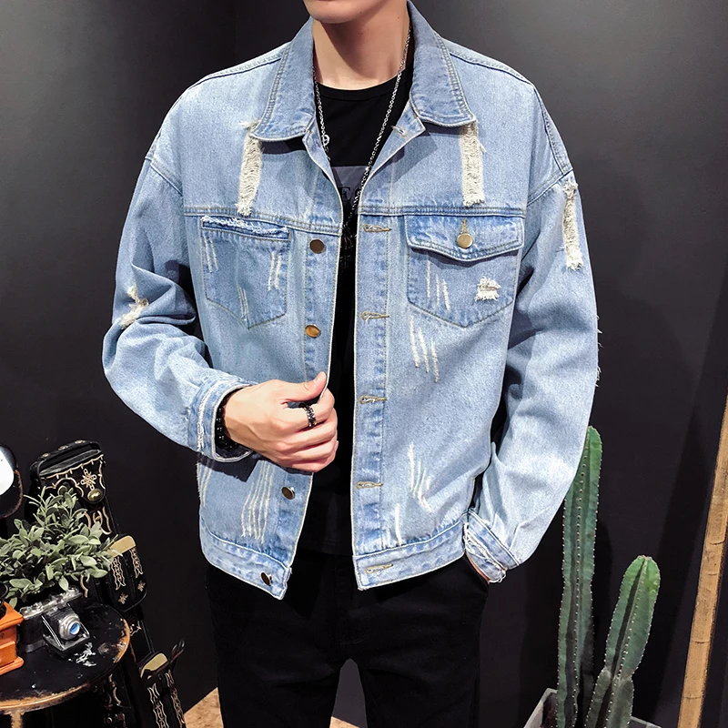 Новинка 2019 весенние джинсовые куртки повседневные мужские пальто большого