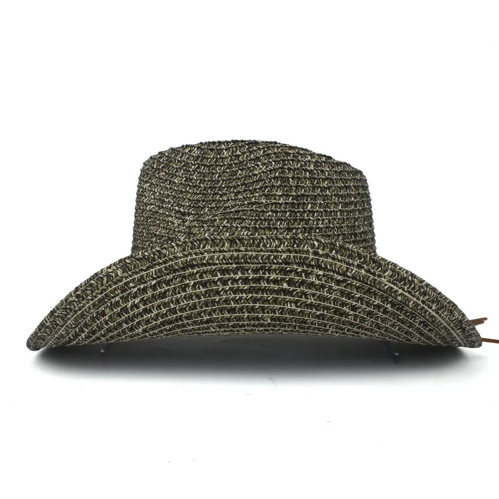 Женская летняя соломенная ковбойская шляпа с бахромой и отверстиями "богемный стиль" для пляжа, джаза и солнечных деньков размером 56-58 см.