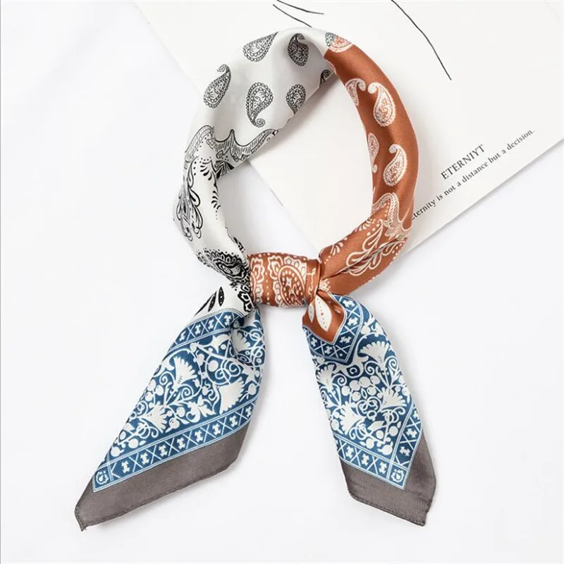 Модный женский роскошный брендовый саржевый шелковый шарф 60 см * бандана с