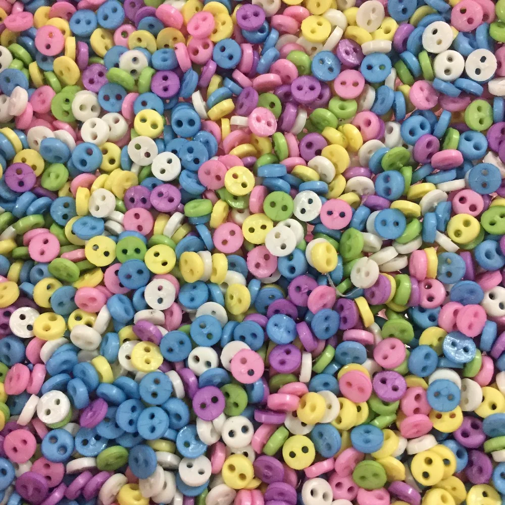 

1000pcs 4mm Pastel Mixed Mini Tiny Doll Clothes Button 2-Holes Flatback Buttons DIY Handmade Sewing Scrapbooking Accessories
