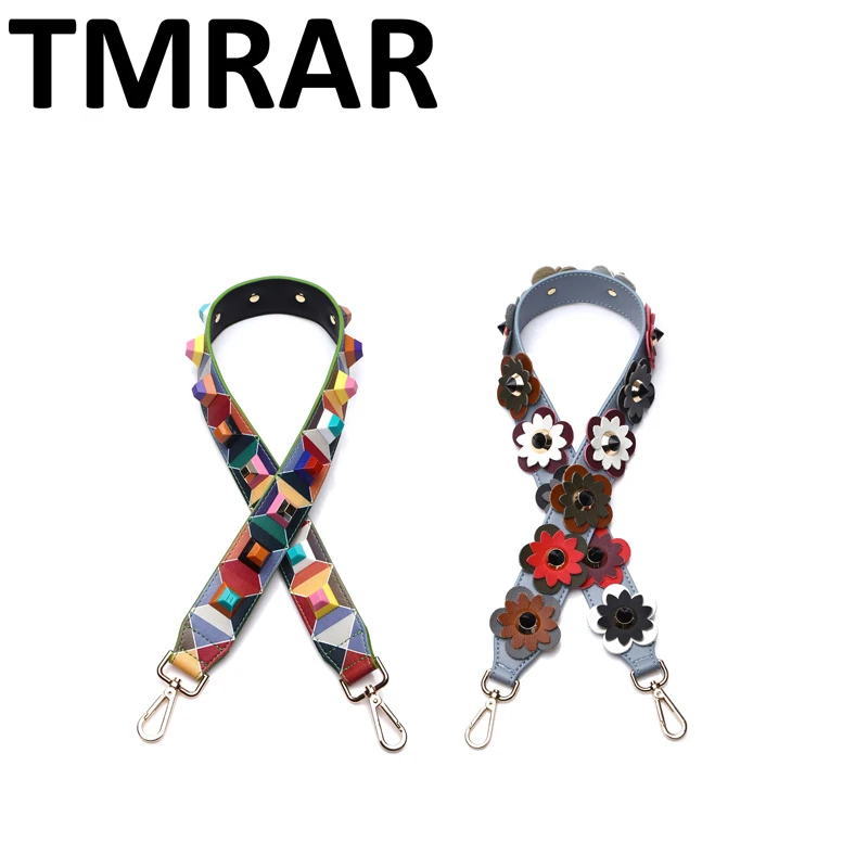 Женская сумка с волнистым цветком модная из спилка квадратными заклепками для