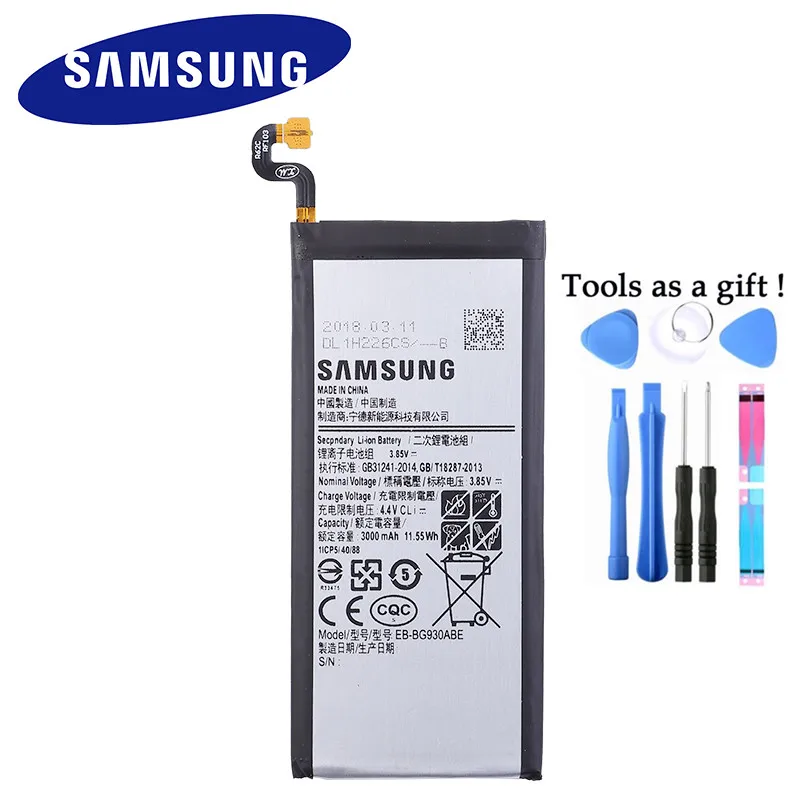 Оригинальная Аккумуляторная батарея для SAMSUNG GALAXY S7 Φ G930F G930A G930L G9308 G930V EB BG930ABE G930 3000