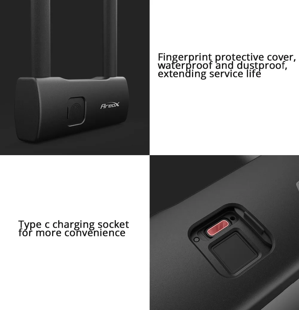 Предпродажа для Xiaomi AreoX U8 умный отпечаток пальца u-замок Противоугонный велосипедный мотоциклетный замок USB отпечаток пальца Замок для велосипеда himo lo