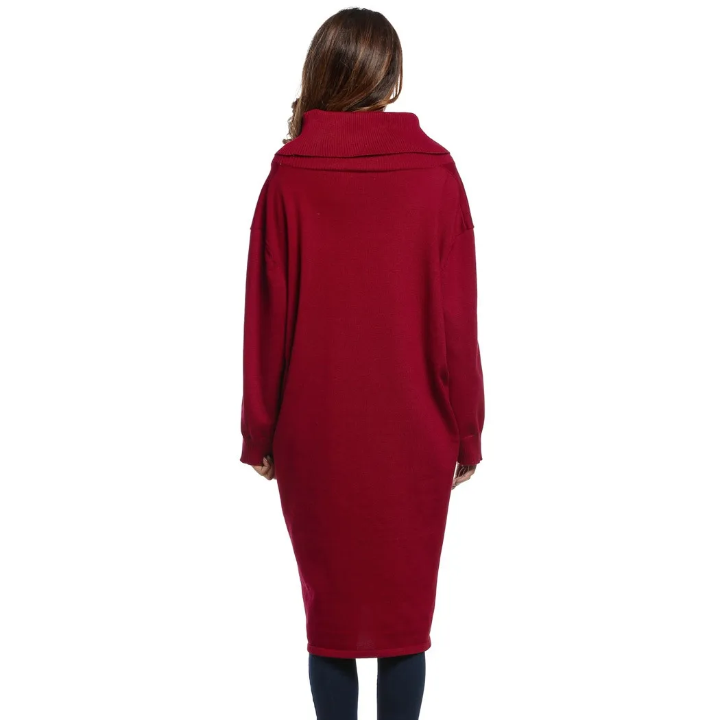 Женская водолазка с длинным рукавом ACEVOG однотонное свободное трикотажное платье