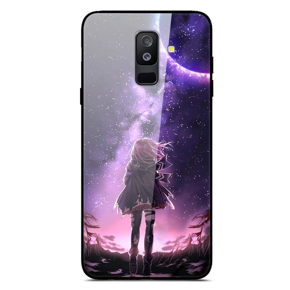 Чехол из закаленного стекла для samsung Galaxy A6 A6 Plus, силиконовый чехол-бампер, окрашенный чехол для телефона samsung A6 A6plus, чехол