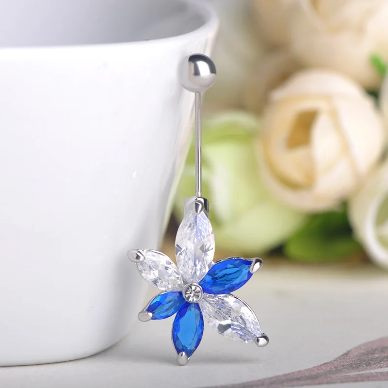 Кольца с розовым цветком и колокольчиком для пупка разные цвета|body piercing jewelry|piercing