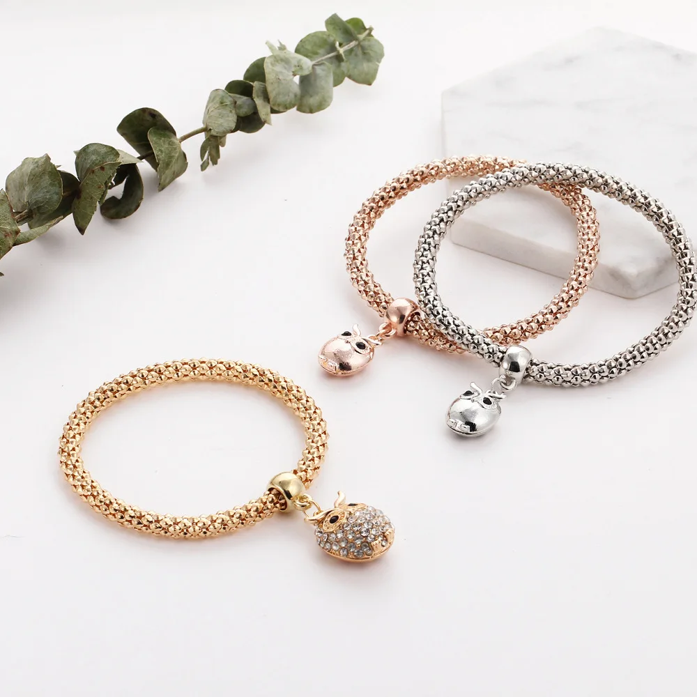 3 шт./компл. кристальная сова очарование Браслеты& Bangles, золото/покрытый серебром Слон/Корона Подвески, цинковый сплав, стразы Браслеты для Для женщин