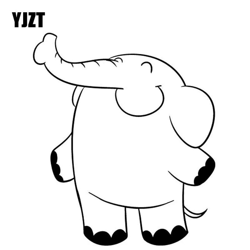 

YJZT 14.3CM*16.8CM Elephant Cartoon Car Sticker Decorate Car Door Vinyl Decal Black/Silver C4-1260