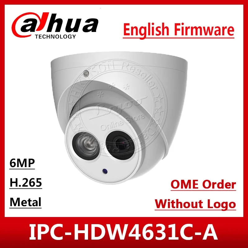 Dahua OEM заказы 6MP 4MP IPC HDW4631C A HDW4433C H.265 POE Встроенный микрофон IR IP67 CCTV купольная камера