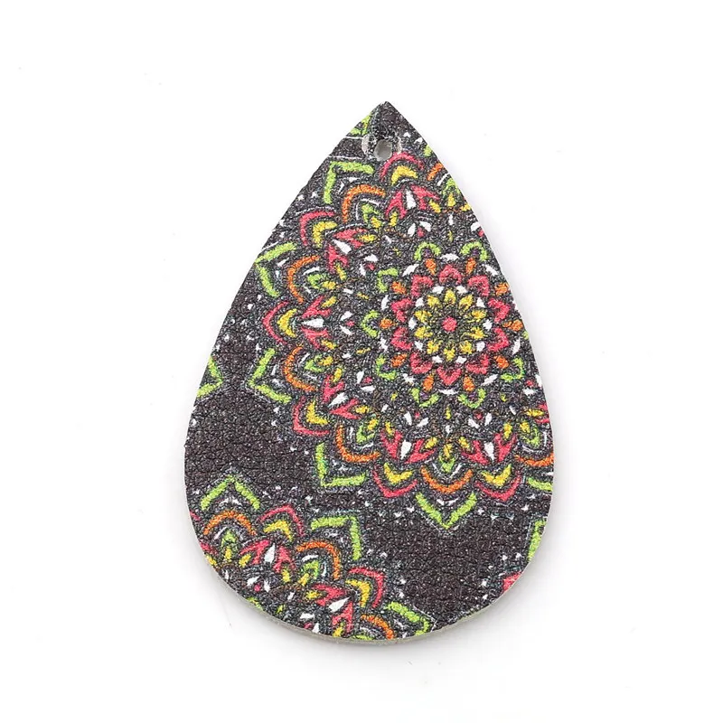 DoreenBeads подвески из искусственной кожи с цветочным узором, разноцветные ювелирные изделия, аксессуары 56 мм(2 2/") x 37 мм(1 4/8"), 10 шт - Окраска металла: D