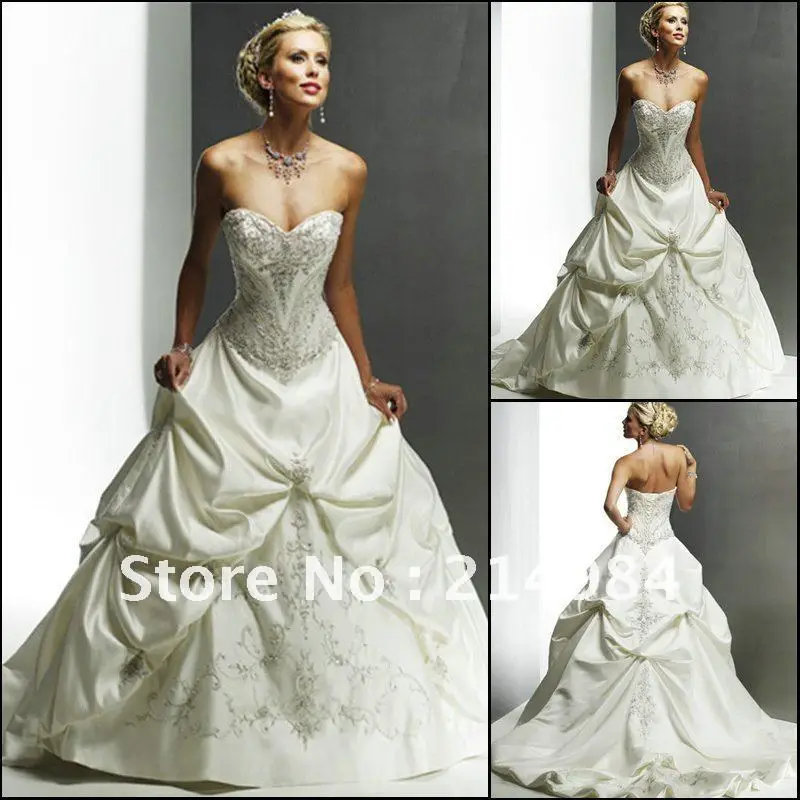 Free Shipping 2012 Stylish Ruffle Princess Ball Gown Embroidery Sweetheart Elegant Bridal Wedding Dress|wedding candy favor boxes|dress harnessdress