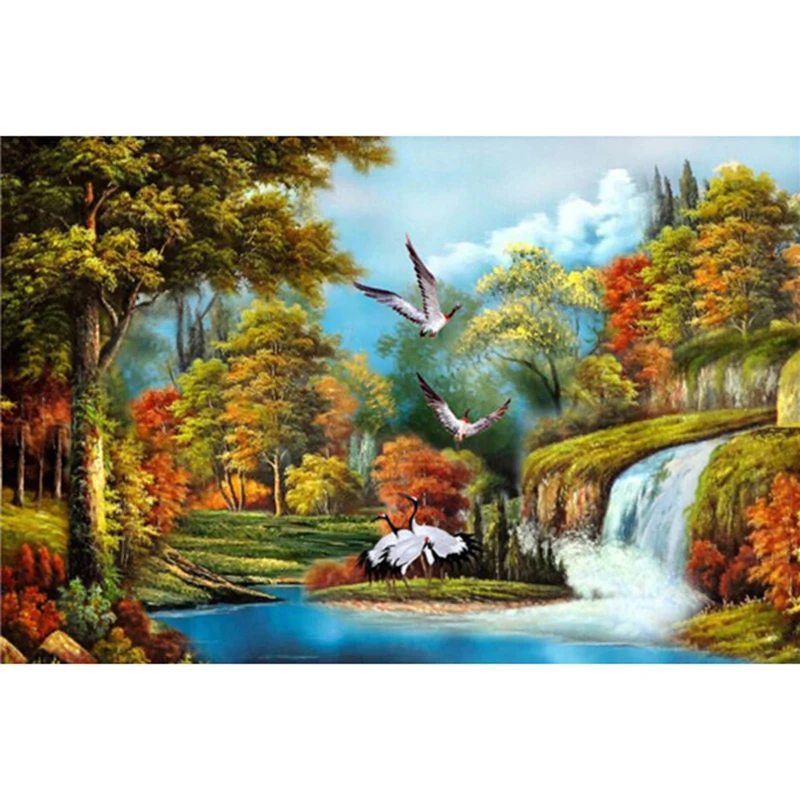 3d бриллиантовый мозаичный кран река и лесной искусство квадратные наборы