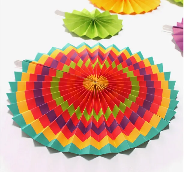 12 шт фиеста красочные бумажные вентиляторы розетки веера для вечеринок