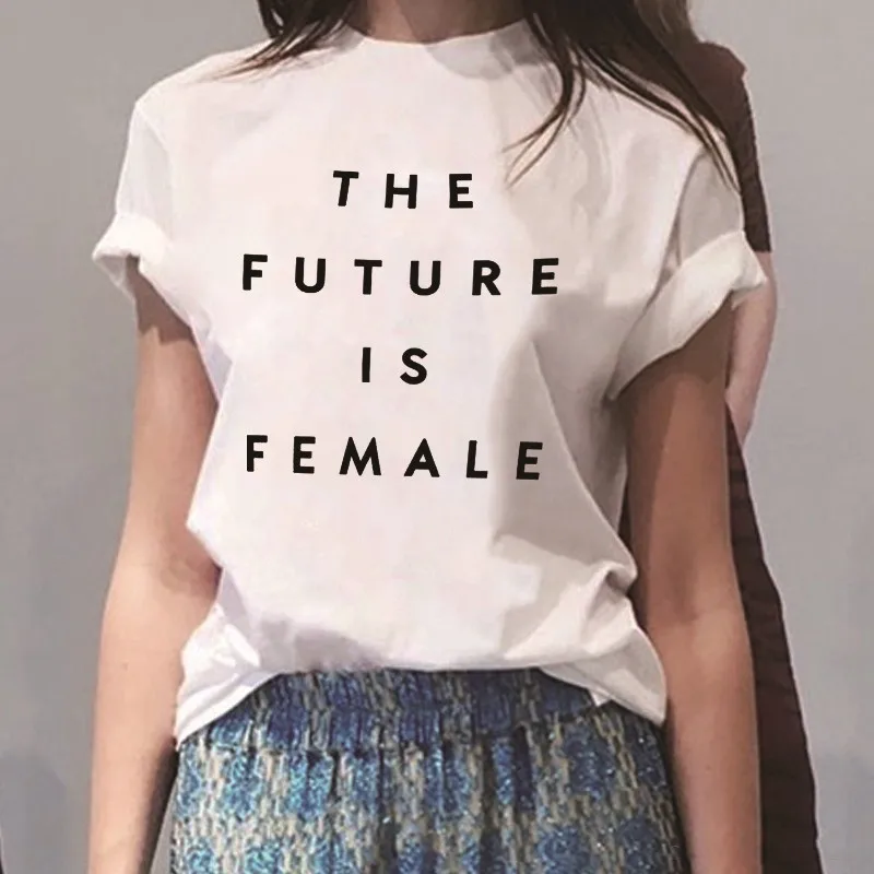 LUS LOS The future Is Female T-Shirt White Feminist Slogan Women Unisex Stylish Fashion Letter Printing | Женская одежда