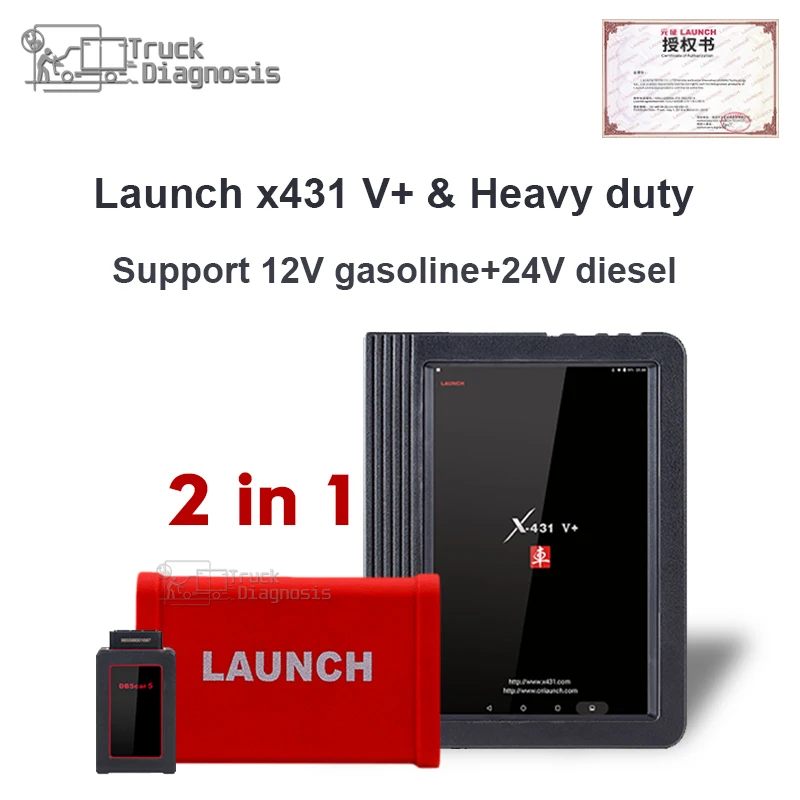 

LAUNCH X431 V+ Universal Heavy Duty Truck Diagnostic Tool support Diesel 24V trucks and Gasoline 12V cars