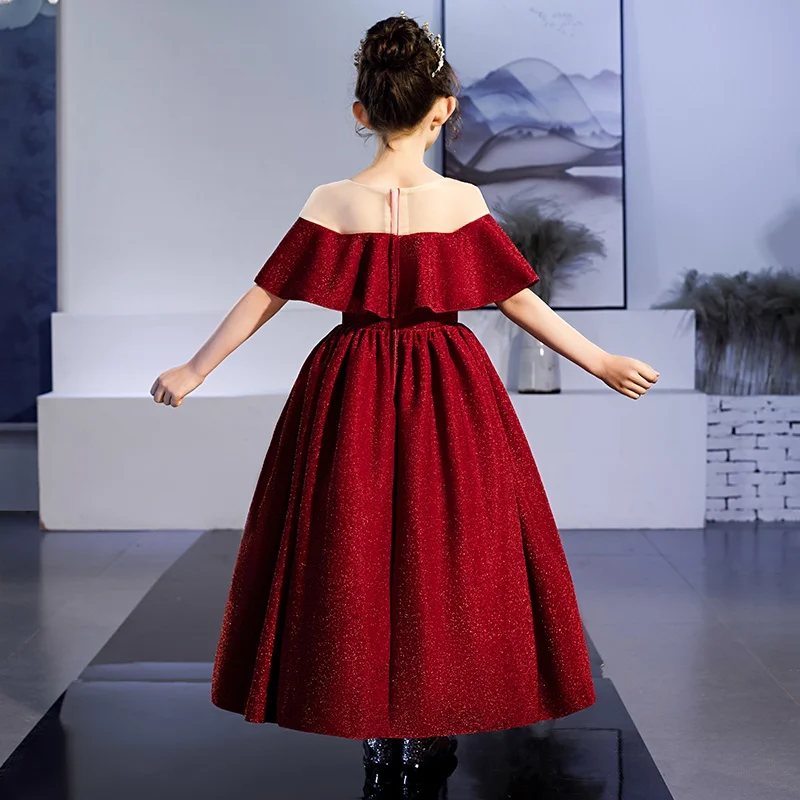 Платья для девочек с цветами 2019 красные блестящие пышные красивые платья