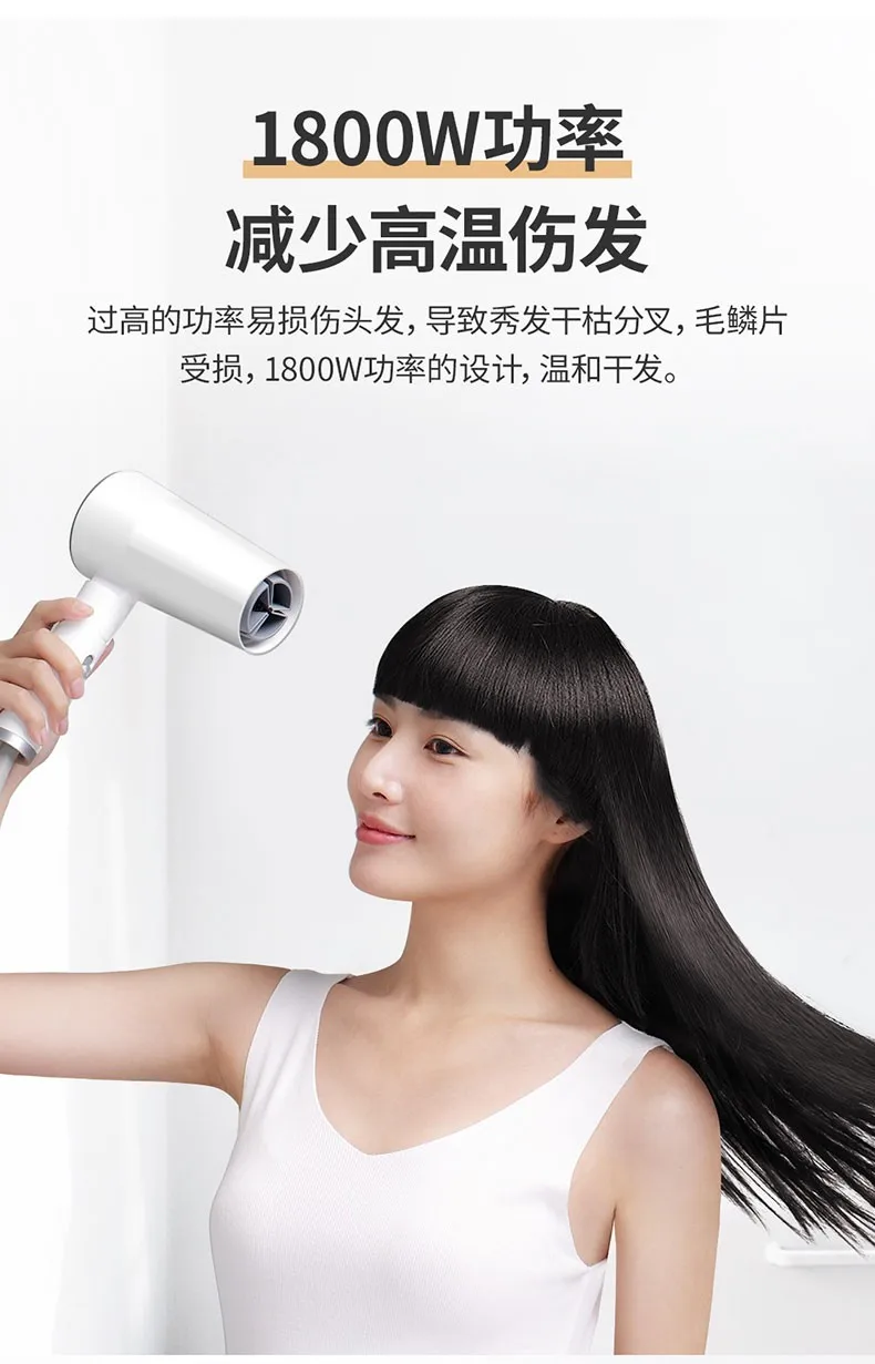 Xiaomi Mijia Zhibai HL2 бытовой мощный портативный отрицательный ионизирующий Фен