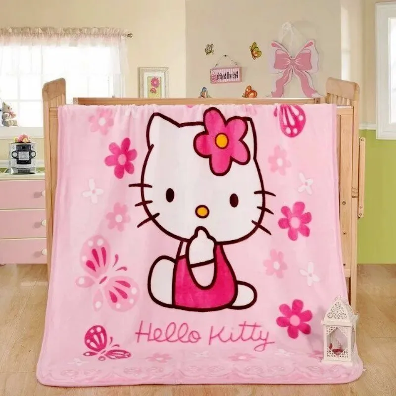 100x140 см, розовое Флисовое одеяло с рисунком «hello kitty» для маленьких детей, супер мягкое Коралловое одеяло, плюшевое полотенце, покрывало для сна, постельные принадлежности