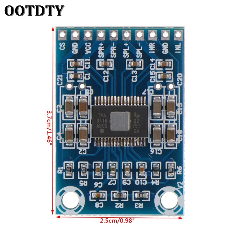 1 шт. Новый OOTDTY DC 12 В 24 мини TPA3116D2 2x50 Вт цифровой аудио усилитель мощности плата