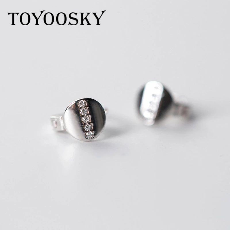 Летние женские серьги клипсы TOYOOSKY из серебра 925 пробы с круглыми фианитами|ear