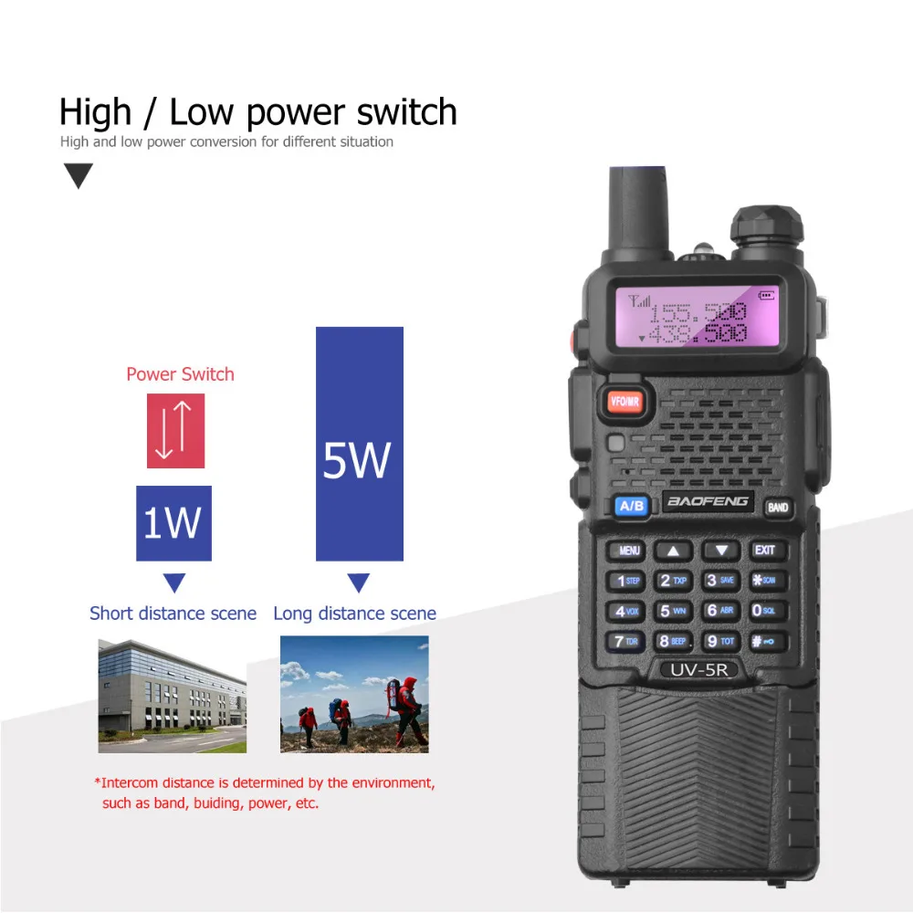 2 шт. Baofeng UV 5r радиостанция 3800 мАч длинная батарея UV5R рация UHF VHF walky talky Ham Радио для