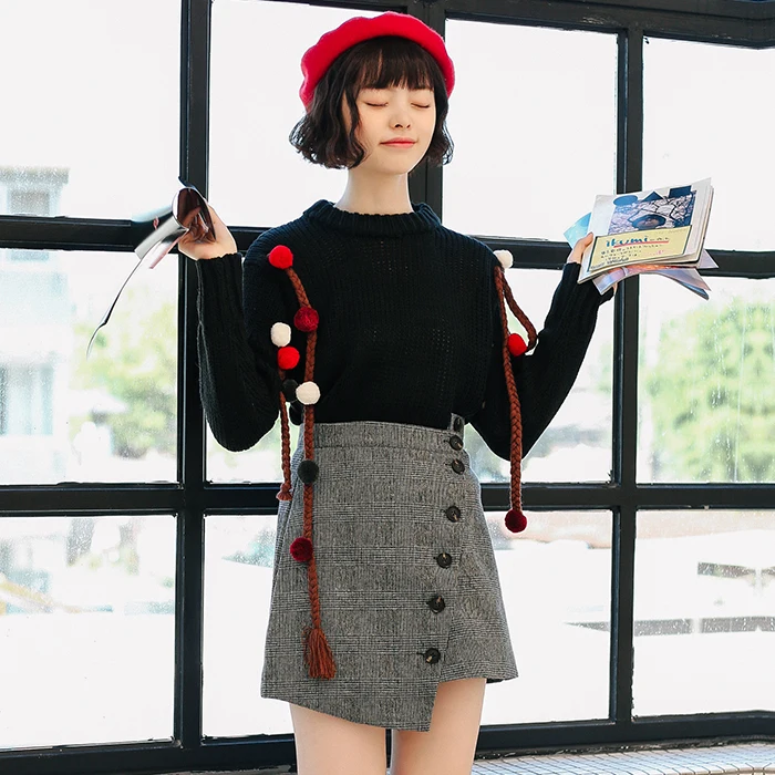 Для женщин свитеры для леди Kawaii Ulzzang свободные свитер с длинными рукавами женский