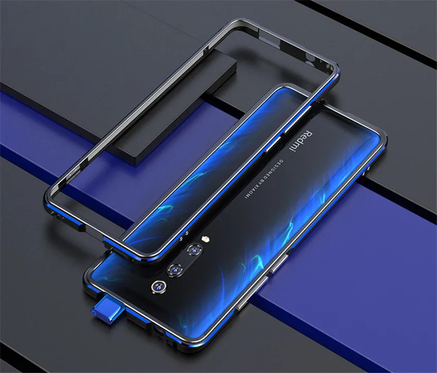 black blue Для Xiao mi Red mi K20 Pro Чехол с металлической рамкой двойной цветной алюминиевый бампер Защитная крышка для Xiao mi Red mi K20 mi 9T Pro Чехол - Цвет: black blue