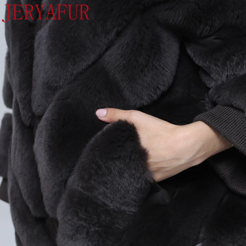 Jeryafur полный мех лисы кожаная куртка с лисьим мехом Зимние теплые воротник