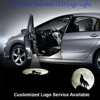 2x wolf moon knight logo wired and drill car door welcome step courtesy laser projector ghost shadow puddle led light c0317