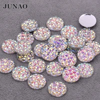 junao 6 8 10 12 14 16 18 20 mm clear ab crystal round rhinestones non sewing resin stones applique flat back gems for diy crafts