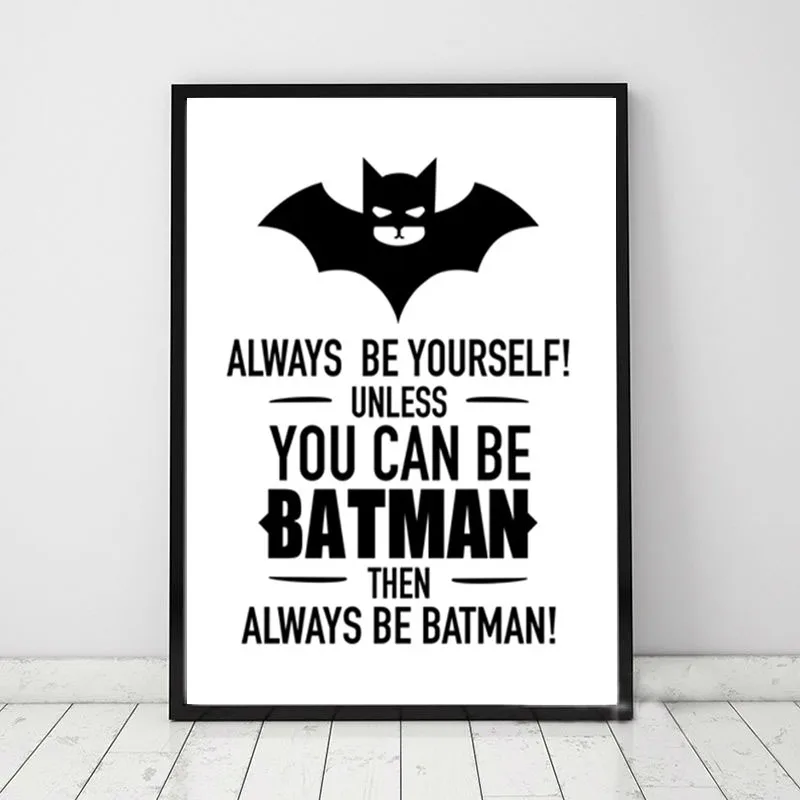 Цитата летучей мыши черно-белая Картина на холсте постер изображение животного