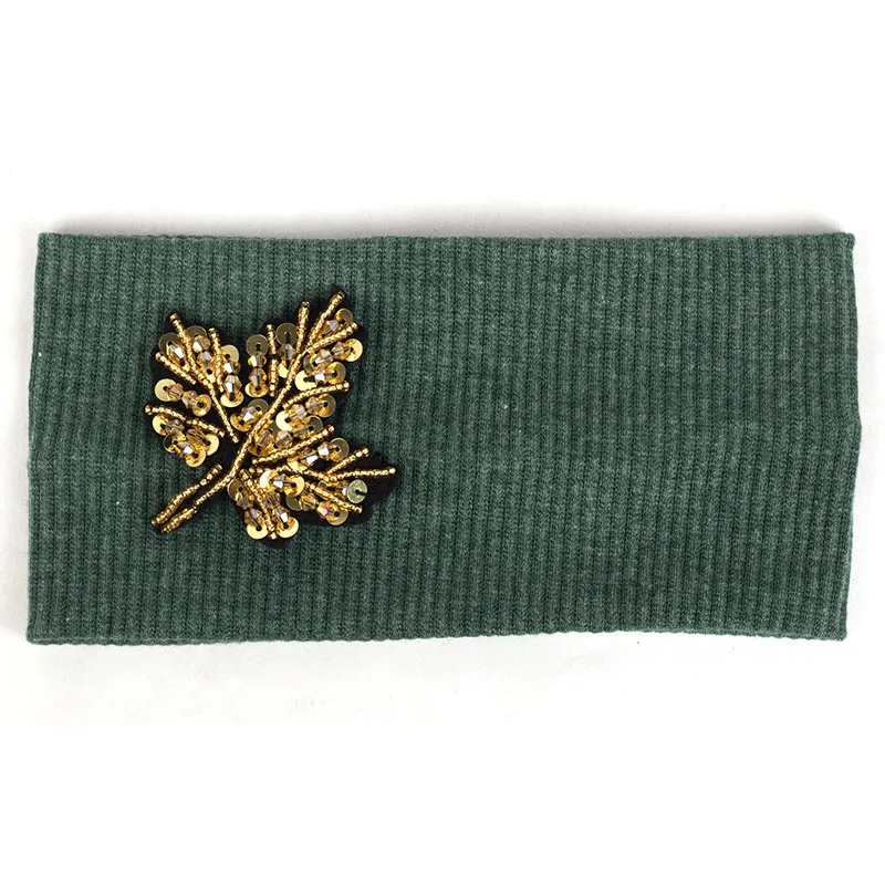Gold Green Geebro летние модные новые женские бусины с изображением дерева полосатые повязки на голову мягкий хлопок стрейч головной убор-лента для волос аксессуар для женщин - Цвет: Gold Green