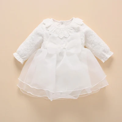 mode 7 only dress Платье для маленькой девочки, платья для крестин леггинсы с кружевными бантиками белое крестильное платьице для малышей платье Новинка для новорожденных девочек на свадьбу, на возраст от 0 до 3 детей в возрасте от 6 месяцев - Цвет: mode 7 only dress