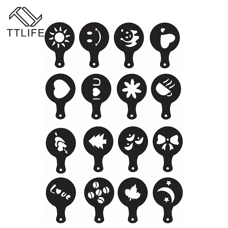TTLIFE кофе капучино бариста арт трафареты для украшения резьбы инструменты Кафе Латте пена спрей торт Дастер шаблоны кофеварка