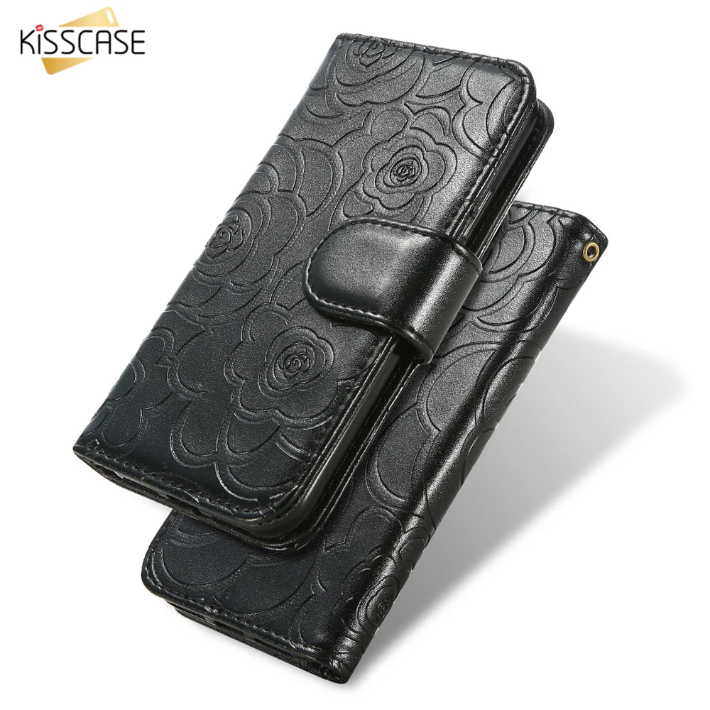 Kisscase кошелек чехол для iPhone 7 5S флип цветок камелии кожаный Чехол плюс 6 S Plus айфон 5