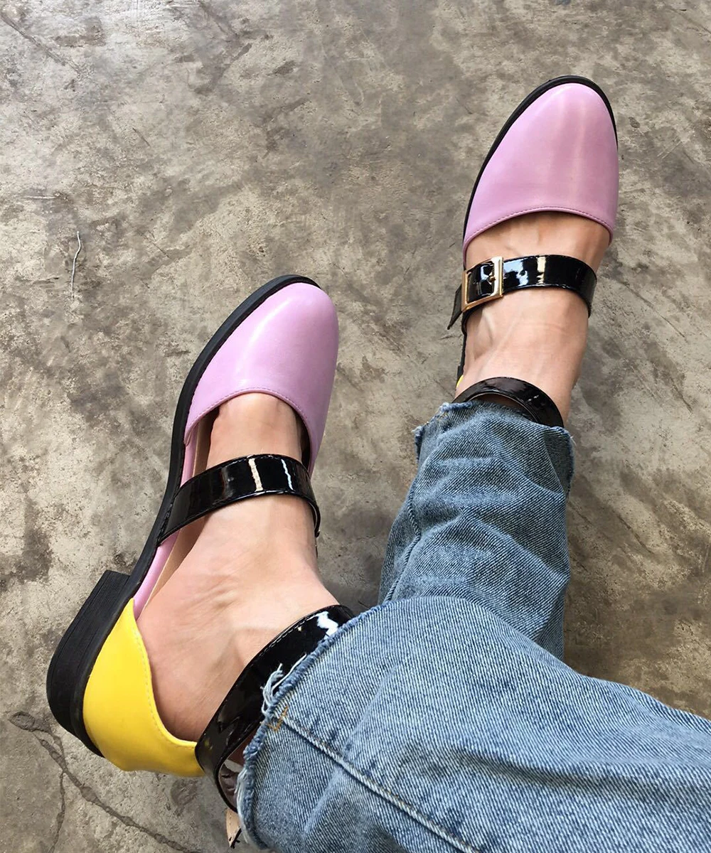 HIBISMIX/Новинка года; Модные женские ботильоны; обувь с пряжкой buckle Strap Flats размера плюс; Разноцветные женские туфли на плоской подошве с круглым носком; 1337