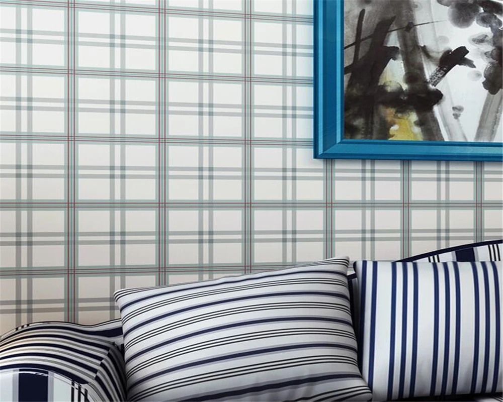 

Beibehang Modern wallpaper roll bedroom living room background British wind Mediterranean lattice wallpaper papel de parede