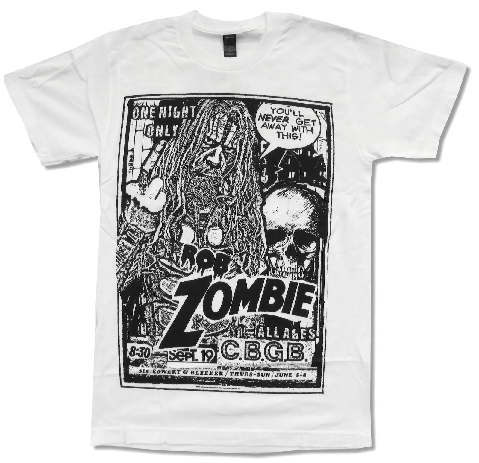 Роб зомби &quotCBGB" белая футболка новая официальная взрослая полоса комикс