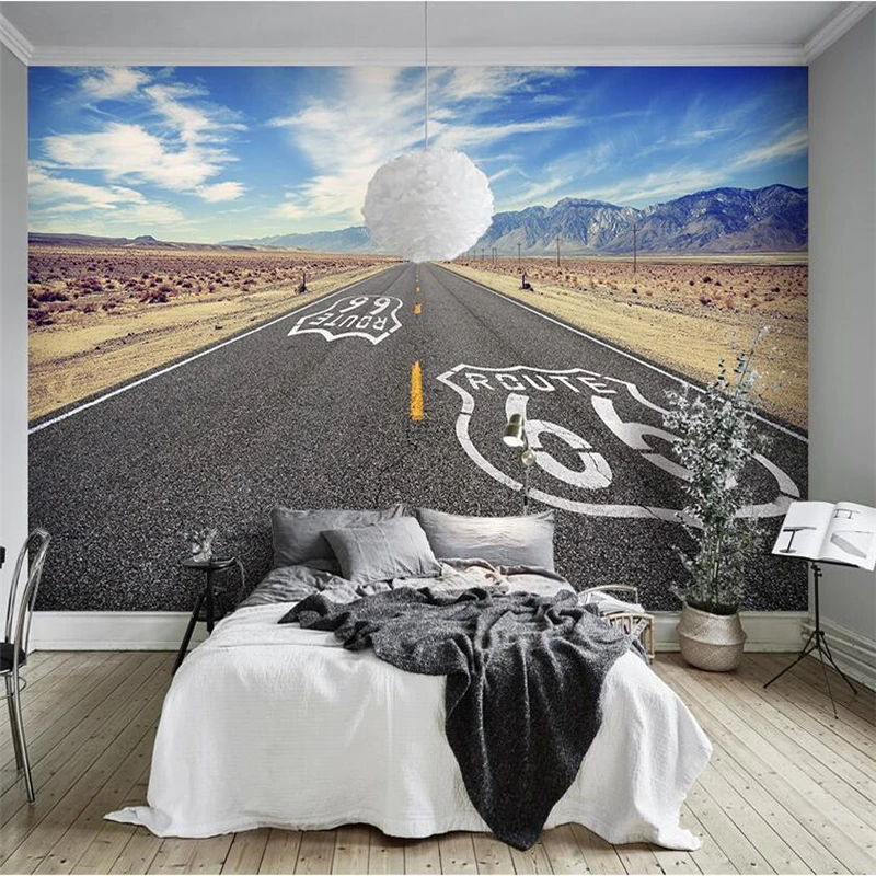 Обои по индивидуальному заказу wellyu papel Route 66 фоновая картина на стену фотообои