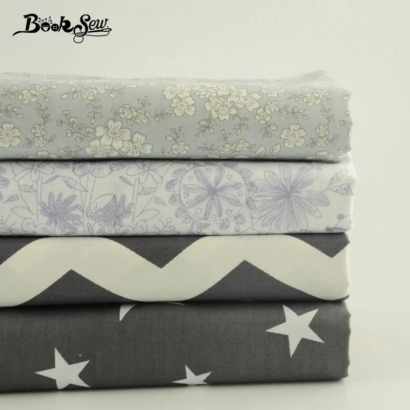 Booksew саржевая хлопчатобумажная ткань черного и белого цвета 4 шт. 40 см x 50