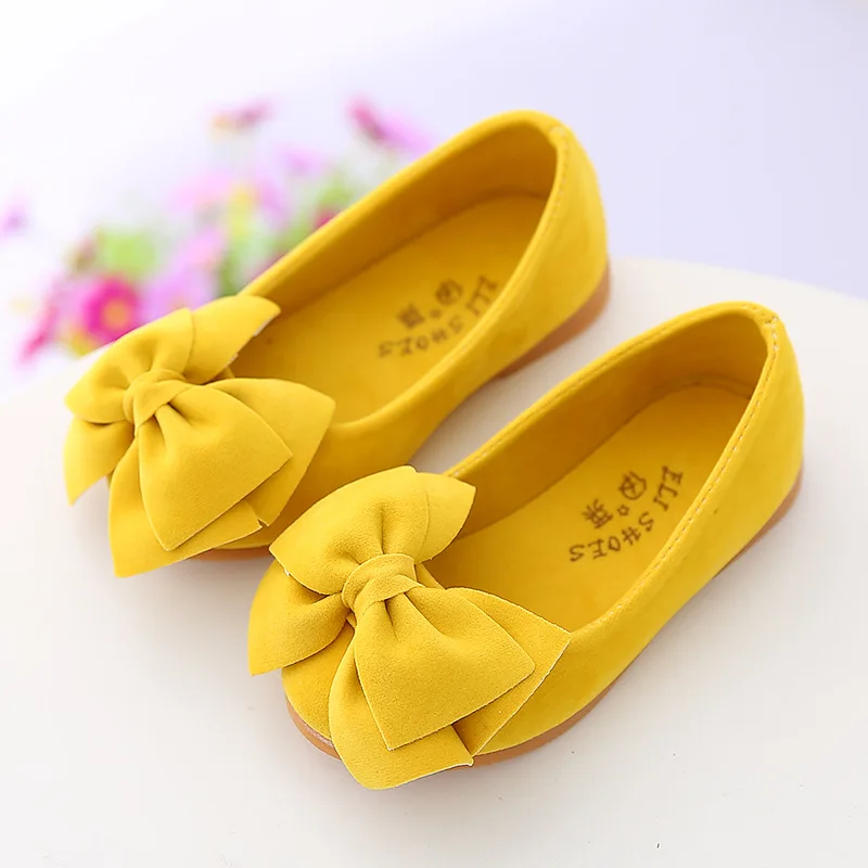 Yellow AFDSWG/модные мокасины с бантом; детская обувь; обувь принцессы для девочек; розовая кожаная обувь; детская желтая кожаная обувь - Цвет: Yellow