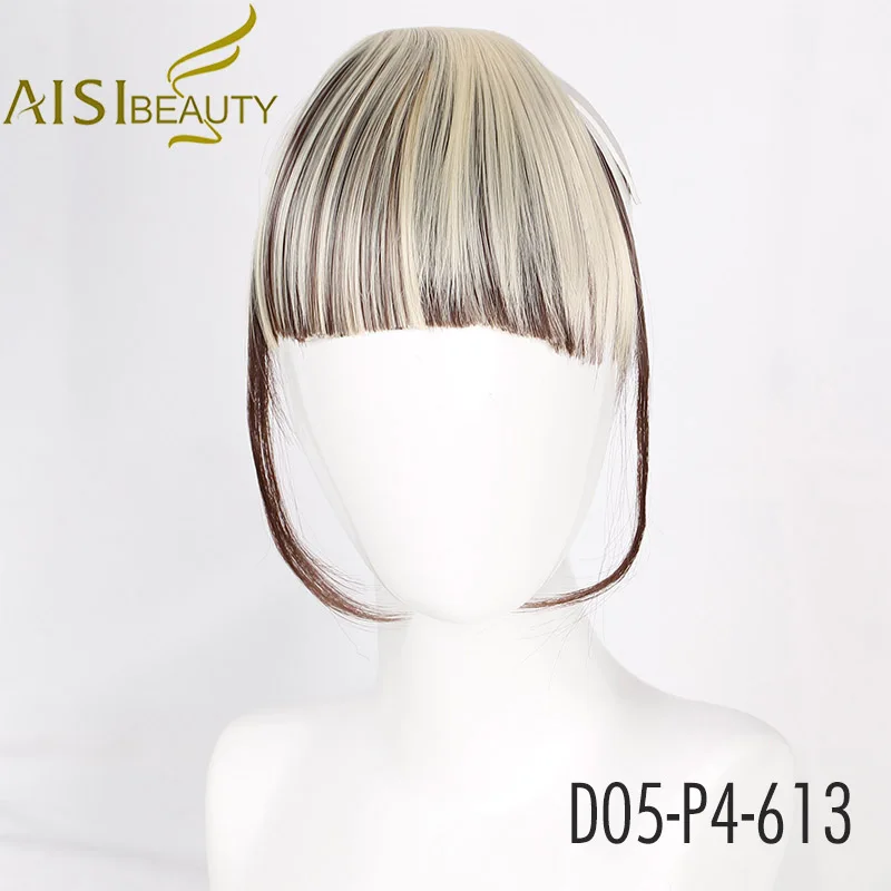 P4-613 AISI BEAUTY синтетические челки натуральный коричневый блондин черный поддельные пристегиваемая челка в челке для женщин тупой наращивание волос фляза волос - Цвет: P4-613