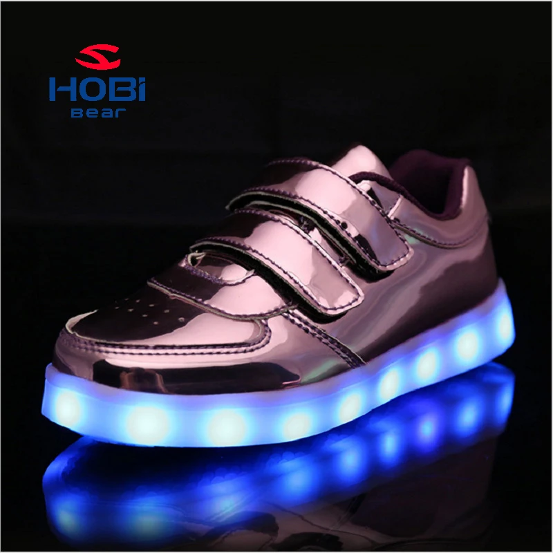 HOBIBEAR USB Charging Basket Led Children Shoe With Light Up Kids Casual Boys&Girls Luminous Sneakers Glowing free shipping | Детская