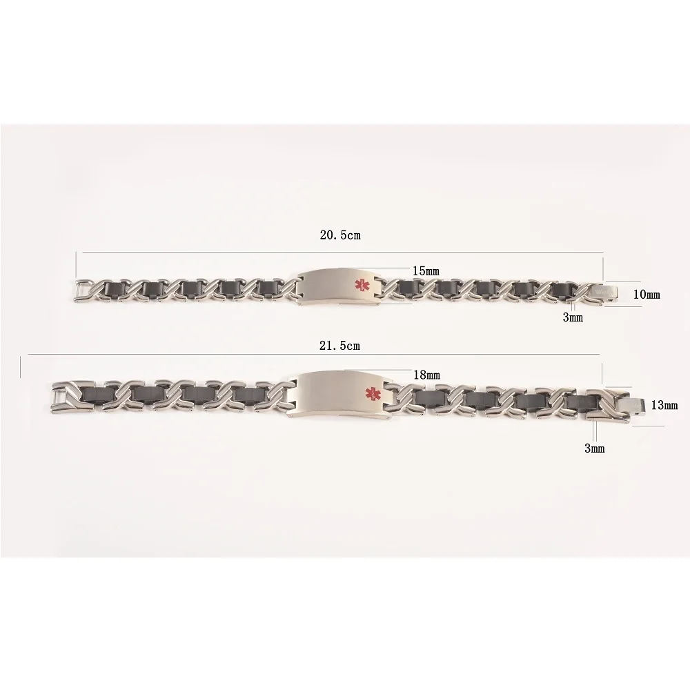 Wollet Jewelry Medical Alert ID Bracelet Bangle for Men Magnetic Stainless Steel Ceramics Chain Link Black | Украшения и