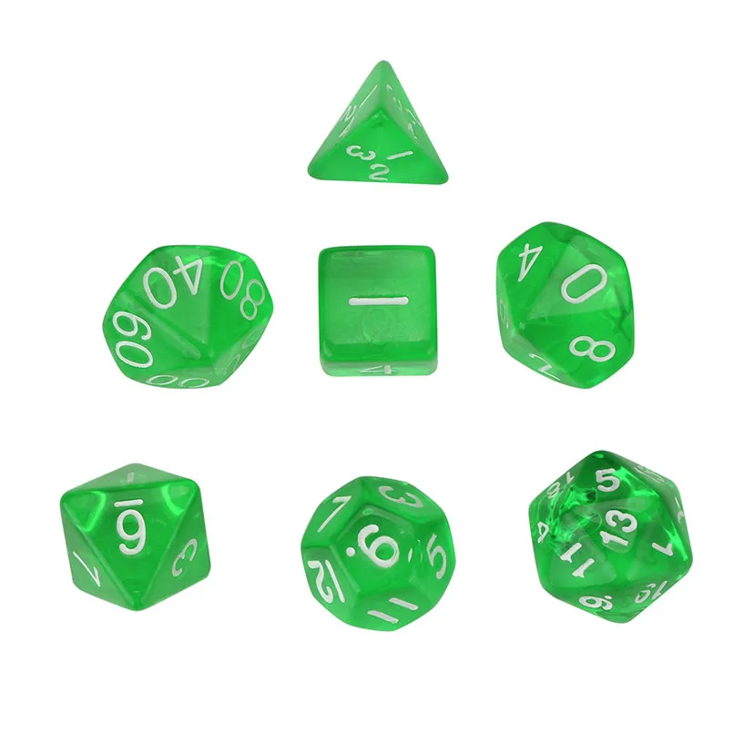 7 шт. игральные кости жемчужное зерно D4 D20 многосторонний Набор кубиков для TRPG