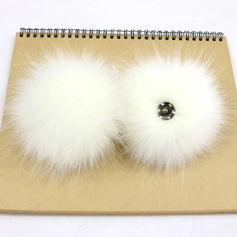 White DIY пушистые накладные Pom мяч 8 см Искусственный помпон из меха с Пресс кнопка для шляпа Ключ Цепочки, аксессуары украшены мяч - Цвет: White