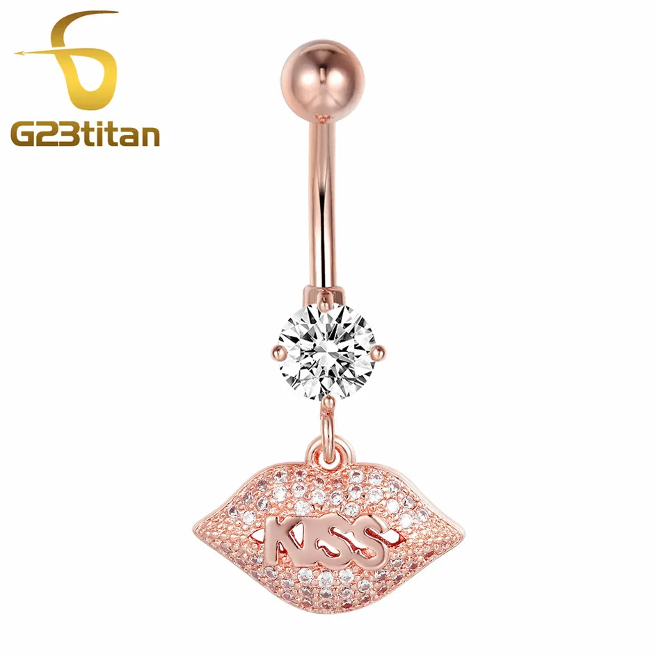 Piercing Jewelry G23titan розовое золото серьги для пирсинга пупка для пупка Пирсинг Кольца Хирургическая сталь ювелирные изделия для тела Пирсинг Nombril - Окраска металла: Piercing Jewelry
